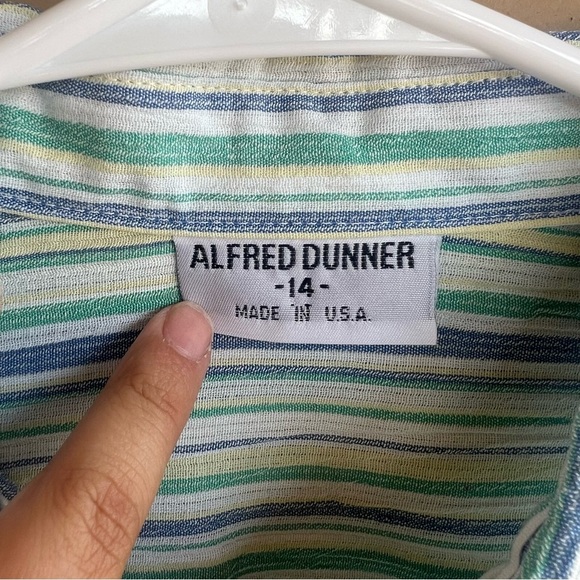 Alfred Dunner Striped Button Down Shirt - Size 14 - Vintage Preppy Modest Casual - Picture 3 of 4